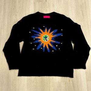 The Elder Statesman Black World is Safe Crewneck Sweater
